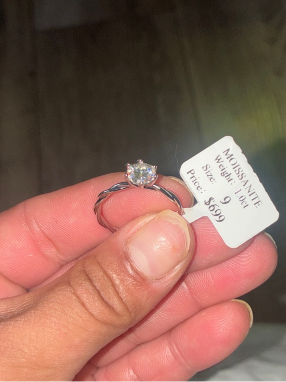 Moissanite Solitaire Engagement Ring in Silver